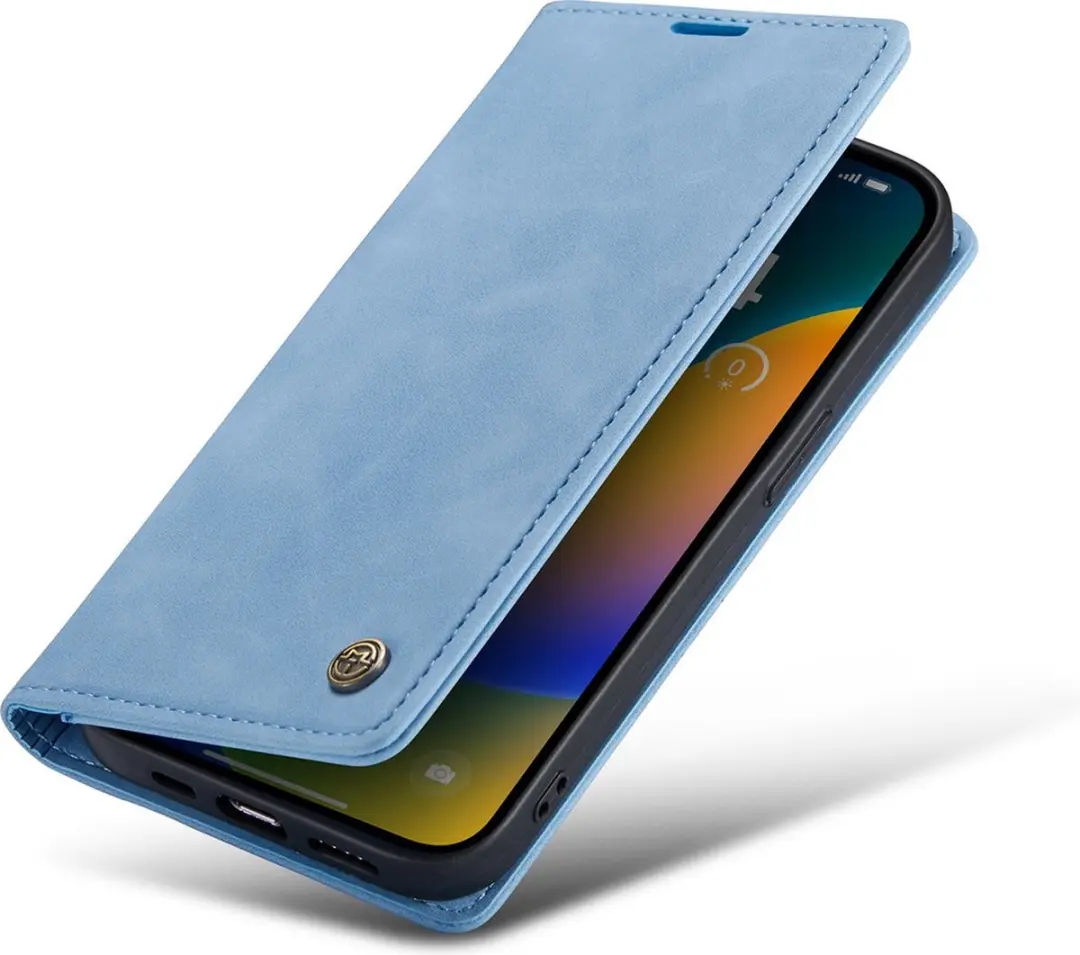 Caseme iPhone 14 Pro Max Bookcase Hoesje - Lichtblauw