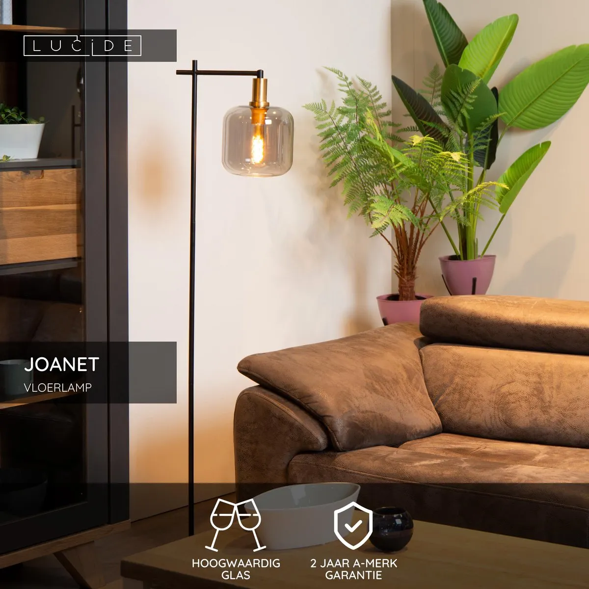Lucide Joanet Vloerlamp E27 - Fumé