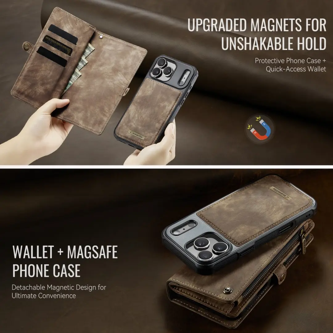 Caseme 008 iPhone 17 Pro Hoesje - Book Case & Portemonnee Bruin