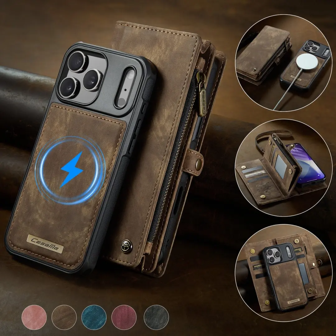 Caseme 008 iPhone 17 Pro Hoesje - Book Case & Portemonnee Bruin
