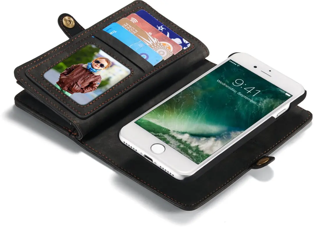 Caseme Vintage Portemonneehoesje iPhone 7/8/SE 2020/2022 - 8 Pasjes - Zwart