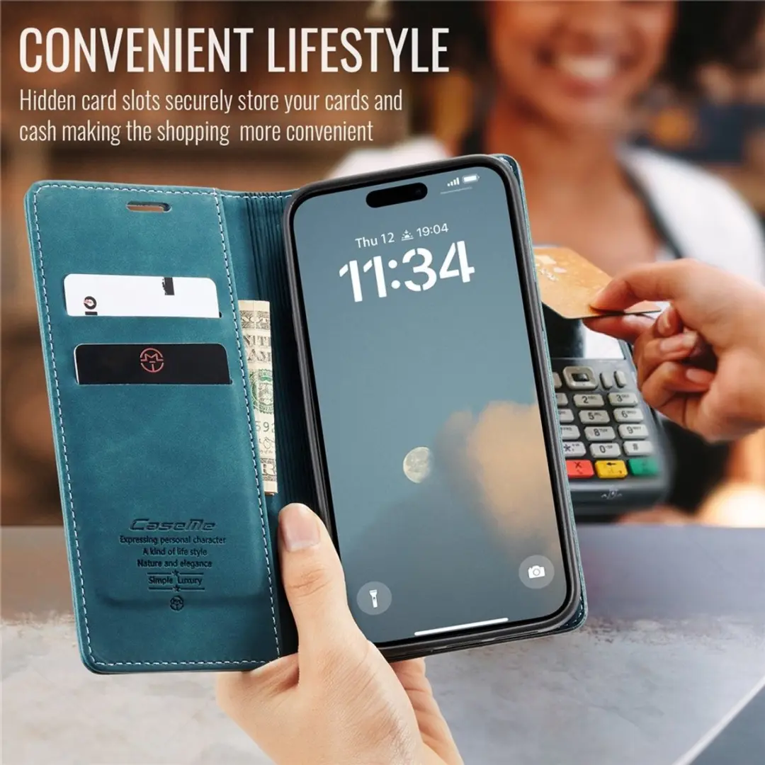 Caseme 013 Book Case iPhone 16 Hoesje - Blauw