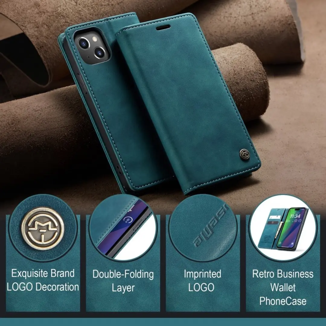 Caseme 013 Book Case iPhone 16 Hoesje - Blauw