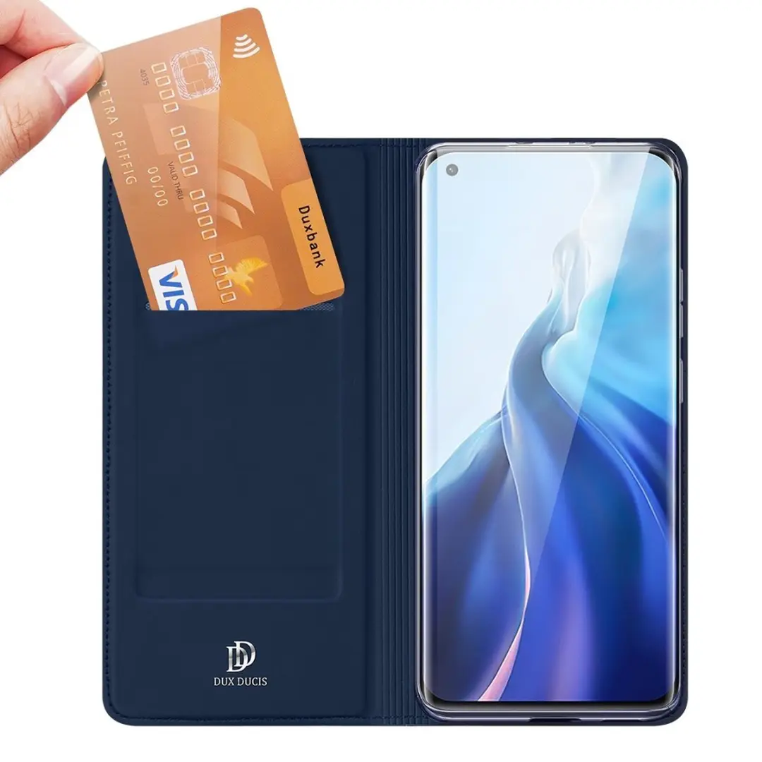 Dux Ducis Pro Serie Slim Wallethoes Xiaomi Mi 11 - Blauw - afbeelding 6 van 6