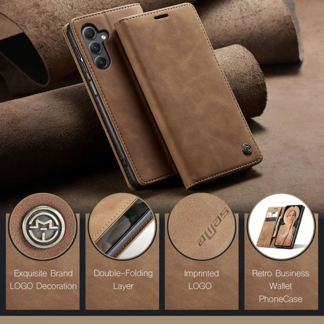 Caseme 013 Book Case Hoesje Samsung Galaxy A15 - 2 Pasjes - Bruin - afbeelding 6 van 6