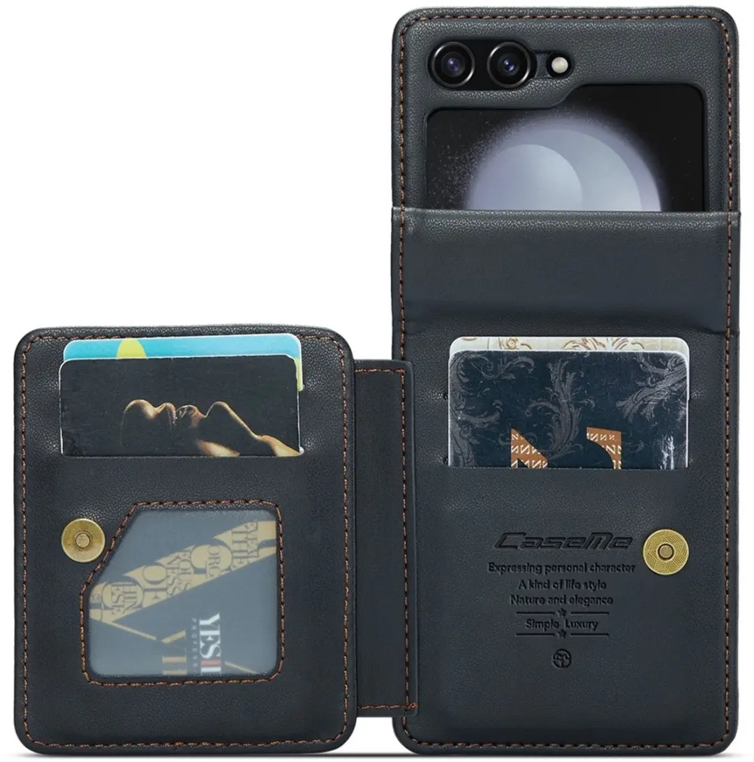 Caseme Leren Backcover Samsung Galaxy Z Flip 7 FE/Z Flip6 - Zwart - 5 Pasjes - afbeelding 6 van 6