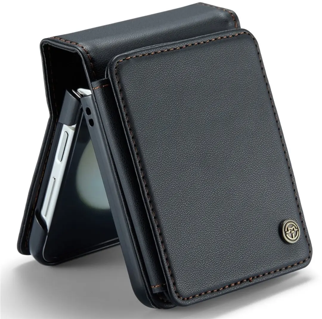 Caseme Leren Backcover Samsung Galaxy Z Flip 7 FE/Z Flip6 - Zwart - 5 Pasjes