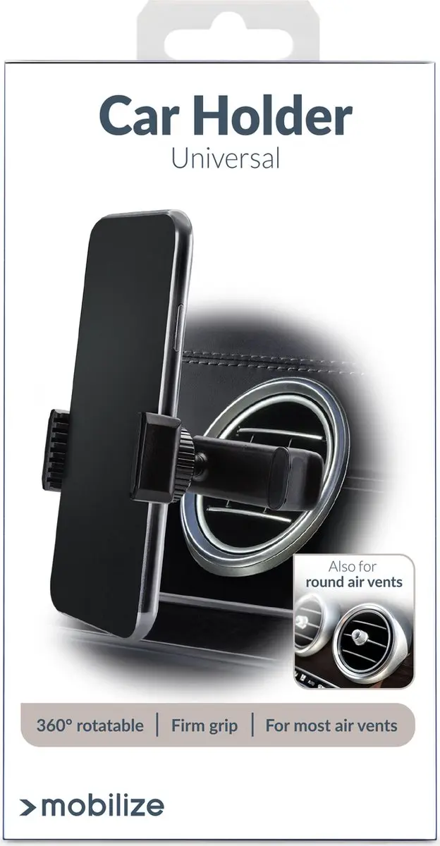 Mobilize Round Telefoonhouder Auto Ventilatierooster - Zwart