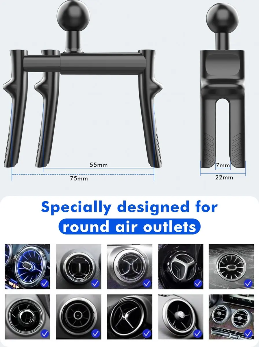 Mobilize Round Telefoonhouder Auto Ventilatierooster - Zwart