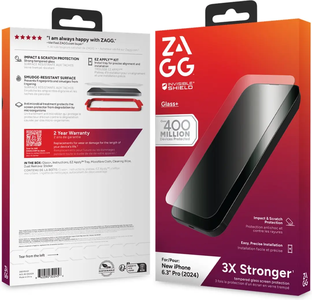 ZAGG InvisibleShield Glass+ iPhone 16 Pro - Transparant