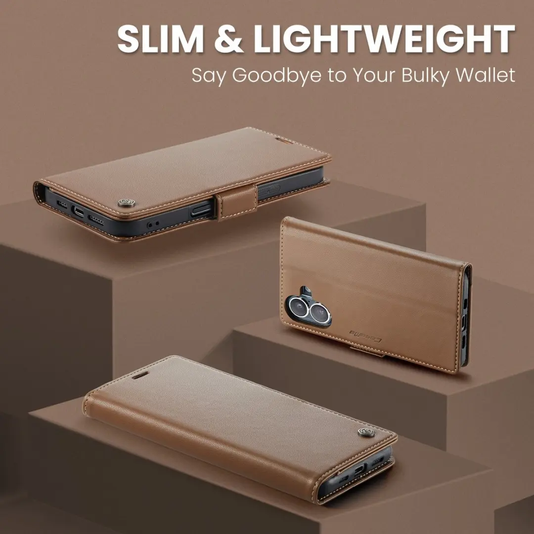 CaseMe 023 Wallet Book Hoesje - iPhone 17 - Bruin