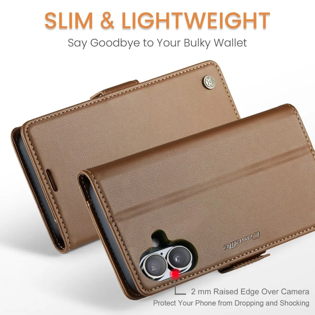 CaseMe 023 Wallet Book Hoesje - iPhone 17 - Bruin