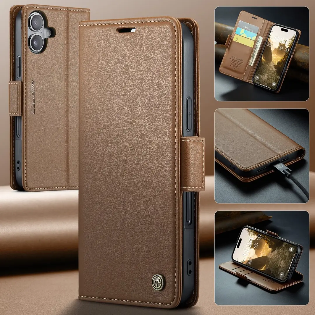 CaseMe 023 Wallet Book Hoesje - iPhone 17 - Bruin