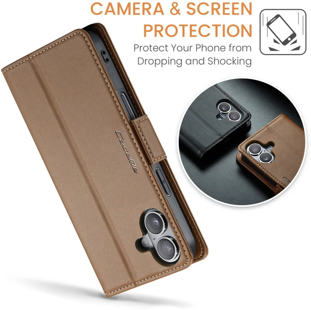 CaseMe 023 Wallet Book Hoesje - iPhone 17 - Bruin