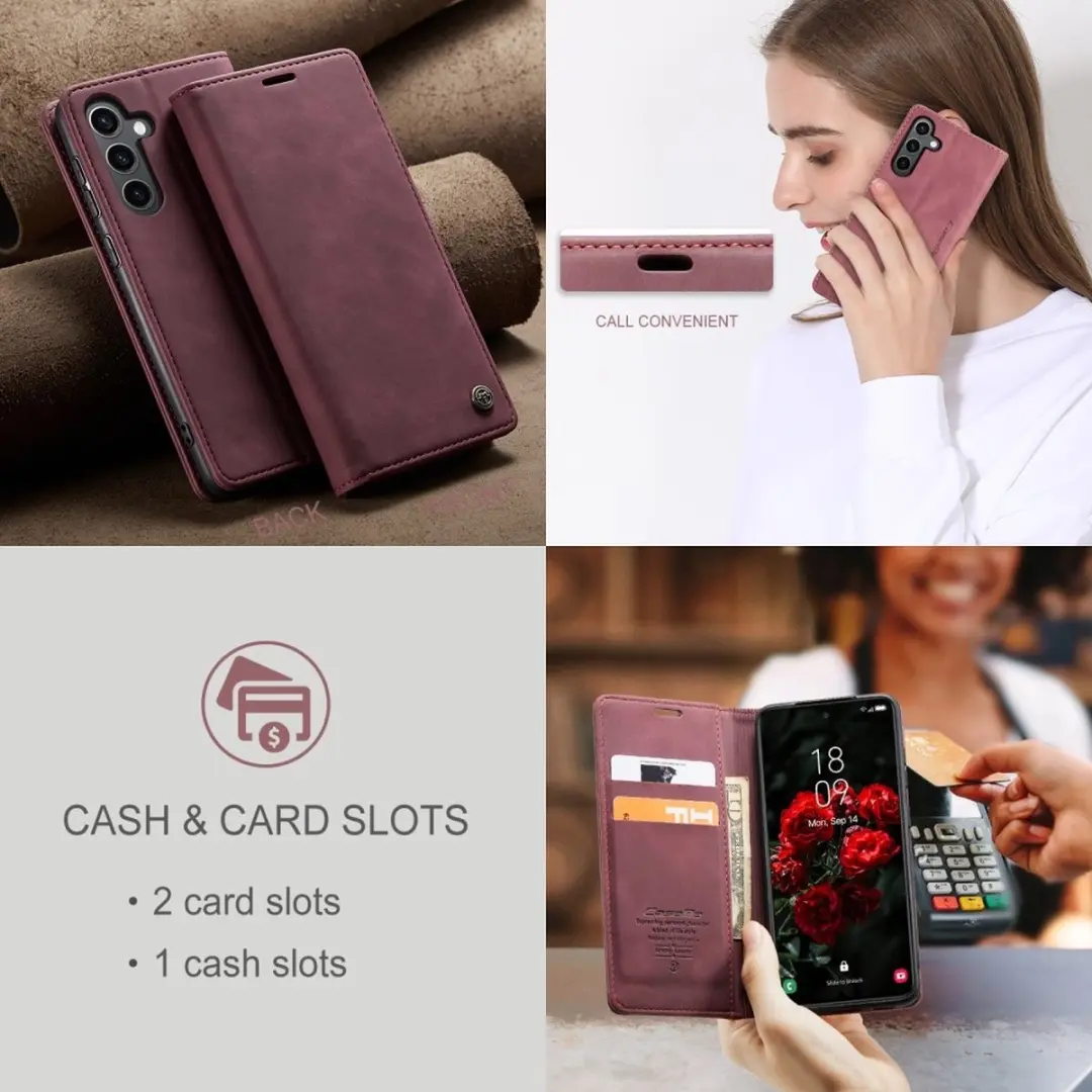 Caseme 013 Book Case Hoesje Samsung Galaxy S25 Plus - Bordeaux