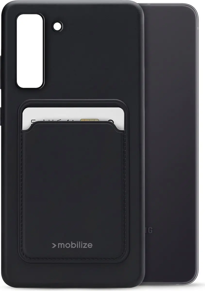 Mobilize Rubber Gelly Card Samsung Galaxy S21 FE Hoesje - Zwart
