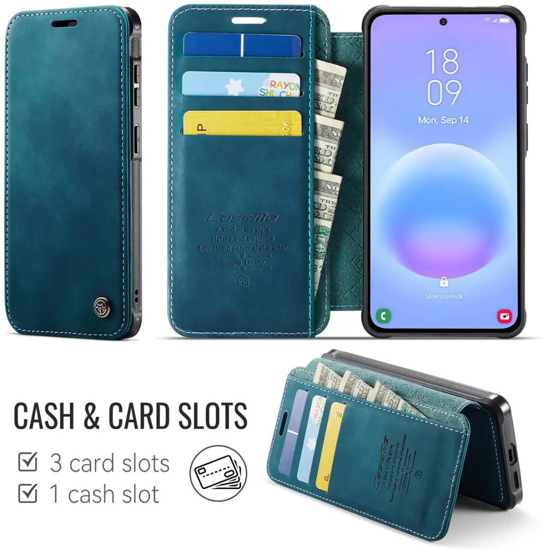 Caseme Hoesje Samsung Galaxy A56 053 Slim Book Case - MagSafe - Blauw