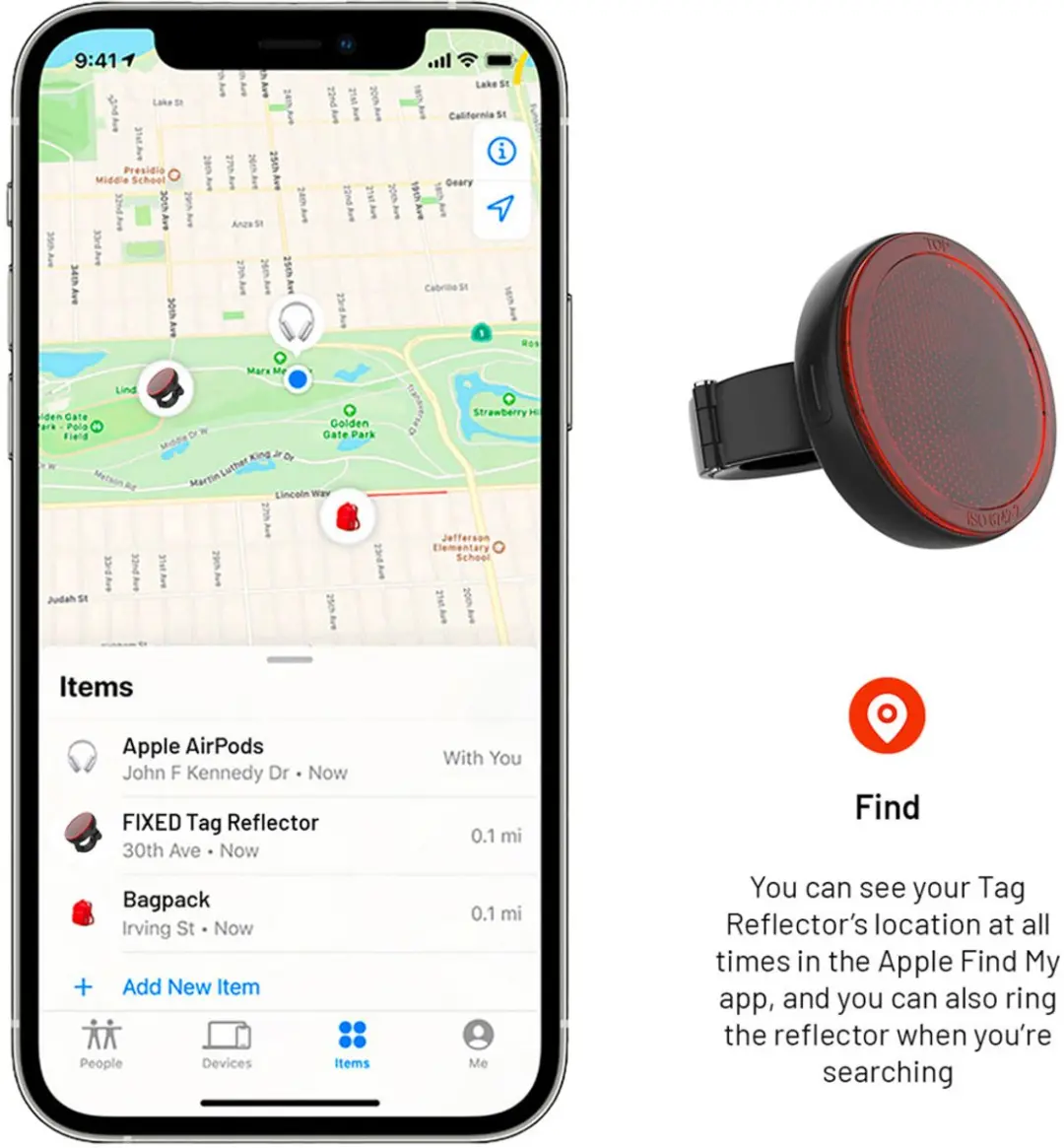 Fixed Tag Reflector Find My Tracker - iOS Fiets - Zwart - afbeelding 6 van 6