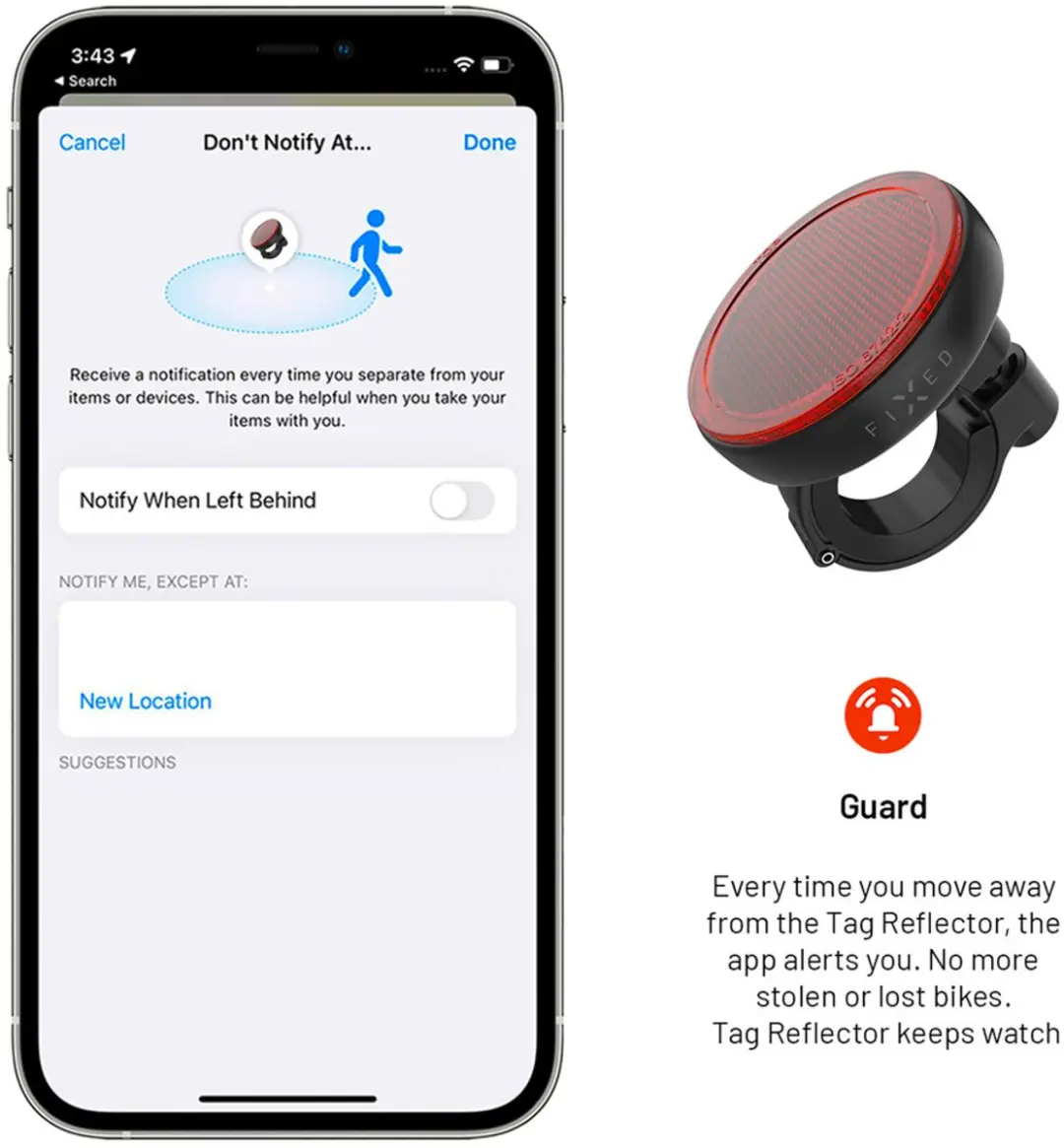 Fixed Tag Reflector Find My Tracker - iOS Fiets - Zwart