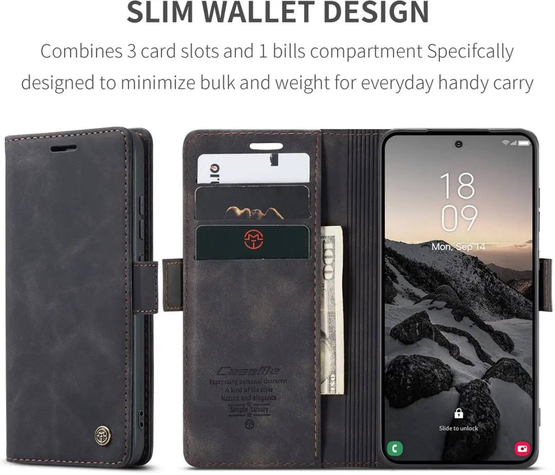 Caseme 013 Book Case Hoesje Samsung Galaxy S26 Ultra - Zwart - afbeelding 6 van 6