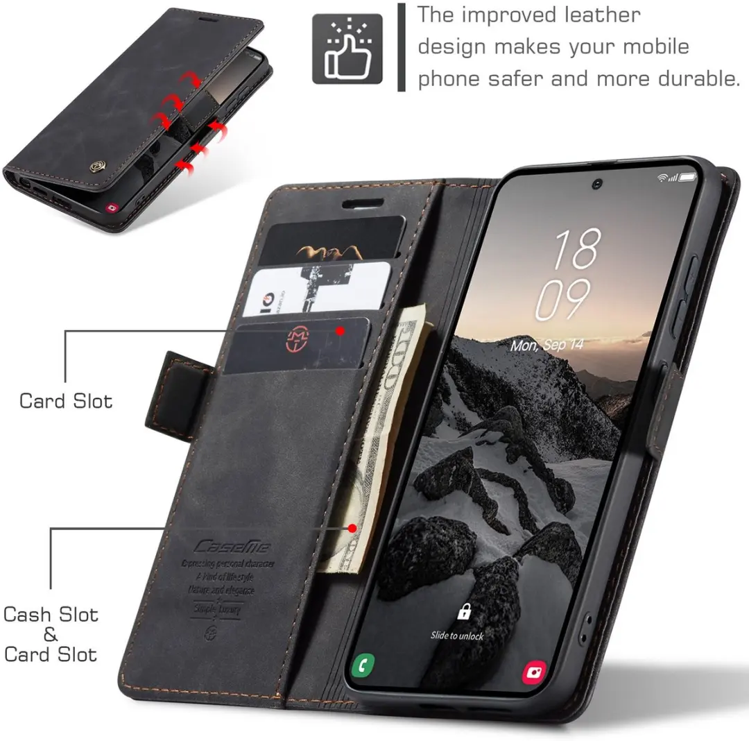 Caseme 013 Book Case Hoesje Samsung Galaxy S26 Ultra - Zwart