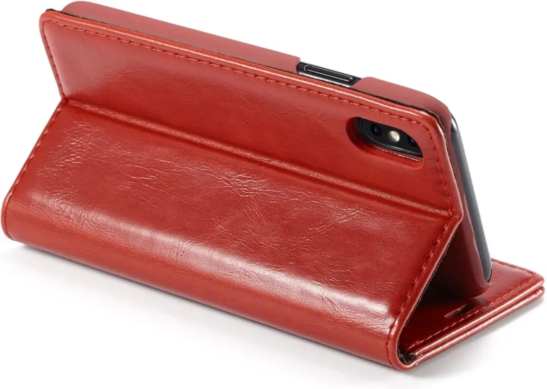 Caseme Kunstleer Wallet Hoesje iPhone XS Max - 3 Pasjes - Rood