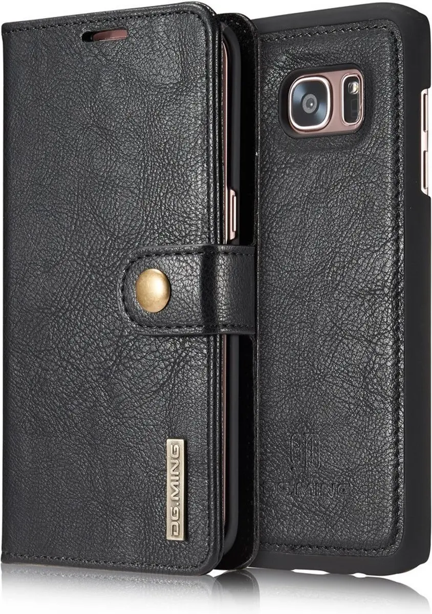 DG.MING Hoesje Samsung Galaxy S7 Edge - Book Case & Back Cover - 3 Pasjes - Zwart