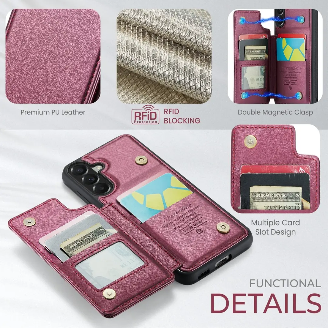 CaseMe C22 Hoesje Samsung Galaxy A57 - Rood - 5 Pasjes