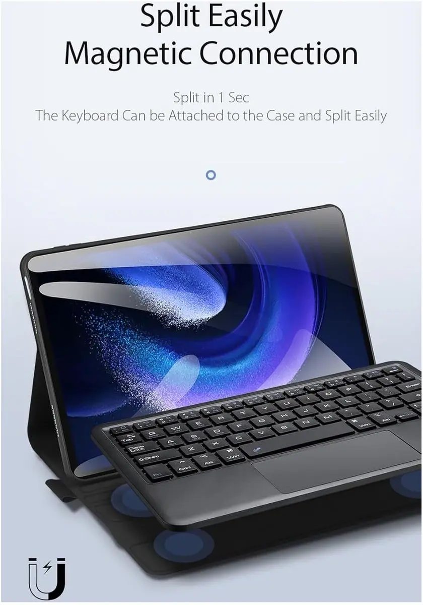 Dux Ducis QWERTY Bluetooth Keyboard Bookcase Xiaomi Pad 6/6 Pro - Zwart - afbeelding 6 van 6