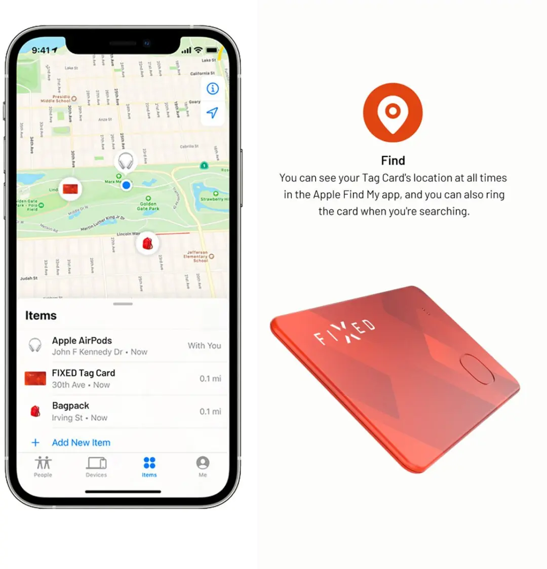 Fixed Tag Card FIXTAG-CARD-OR Bluetooth Tracker - Oranje - afbeelding 6 van 6