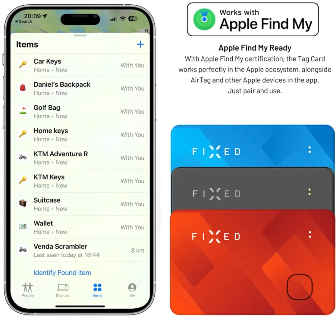 Fixed Tag Card FIXTAG-CARD-OR Bluetooth Tracker - Oranje