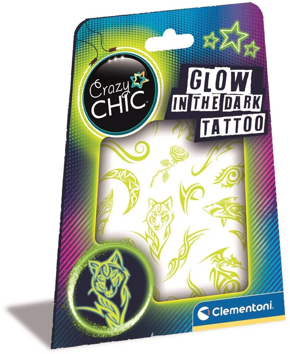 Clementoni Crazy Chic Sparkly Tattoo Plaktattoos - Blauw