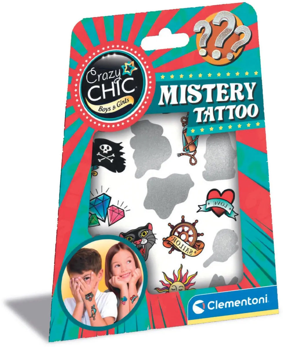 Clementoni Crazy Chic Sparkly Tattoo Plaktattoos - Blauw