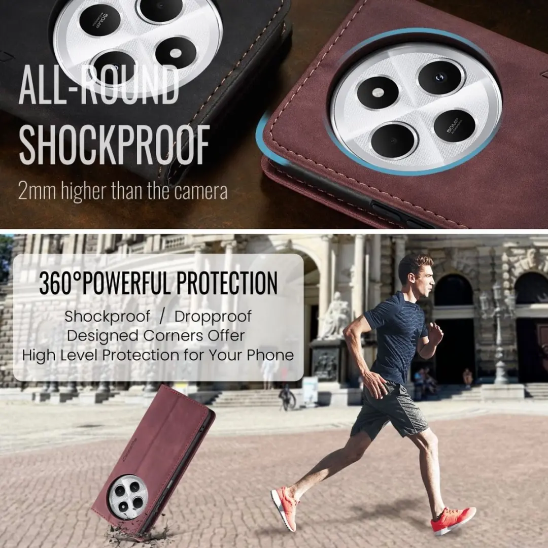 Caseme 013 Book Case Hoesje - Xiaomi Redmi 14C - 2 Pasjes - Bordeaux