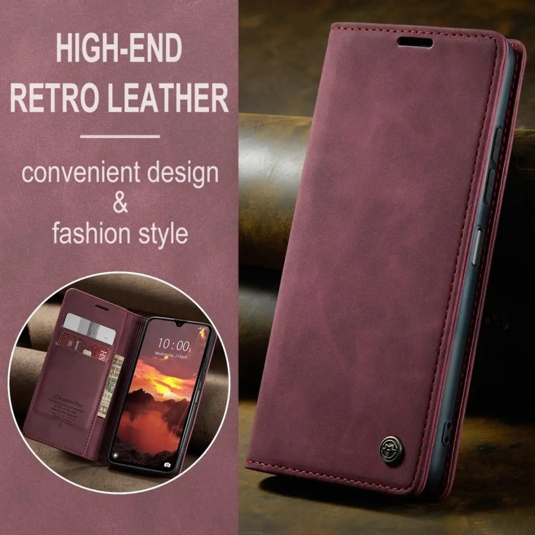 Caseme 013 Book Case Hoesje - Xiaomi Redmi 14C - 2 Pasjes - Bordeaux - afbeelding 6 van 6