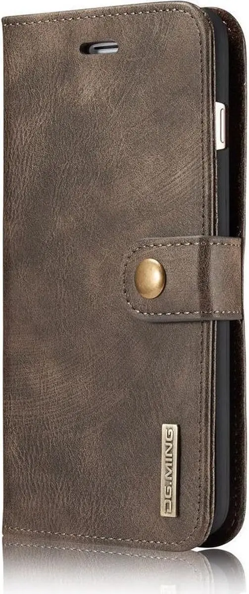 DG.MING iPhone 7/8 Plus Portemonnee Hoesje - Echt Leer Bruin