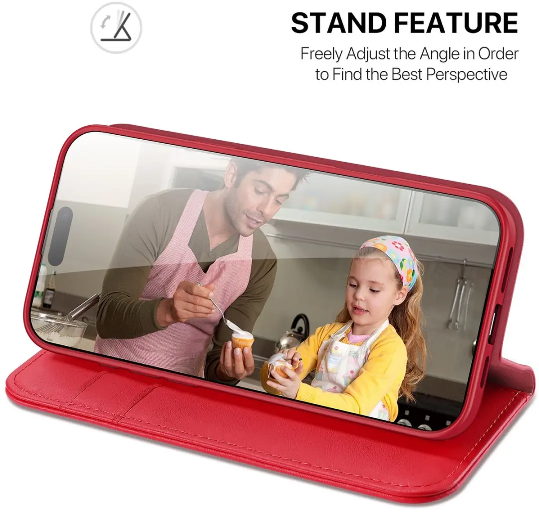 Dux Ducis Hivo Hoesje iPhone 17 - Rood Leder - afbeelding 6 van 6
