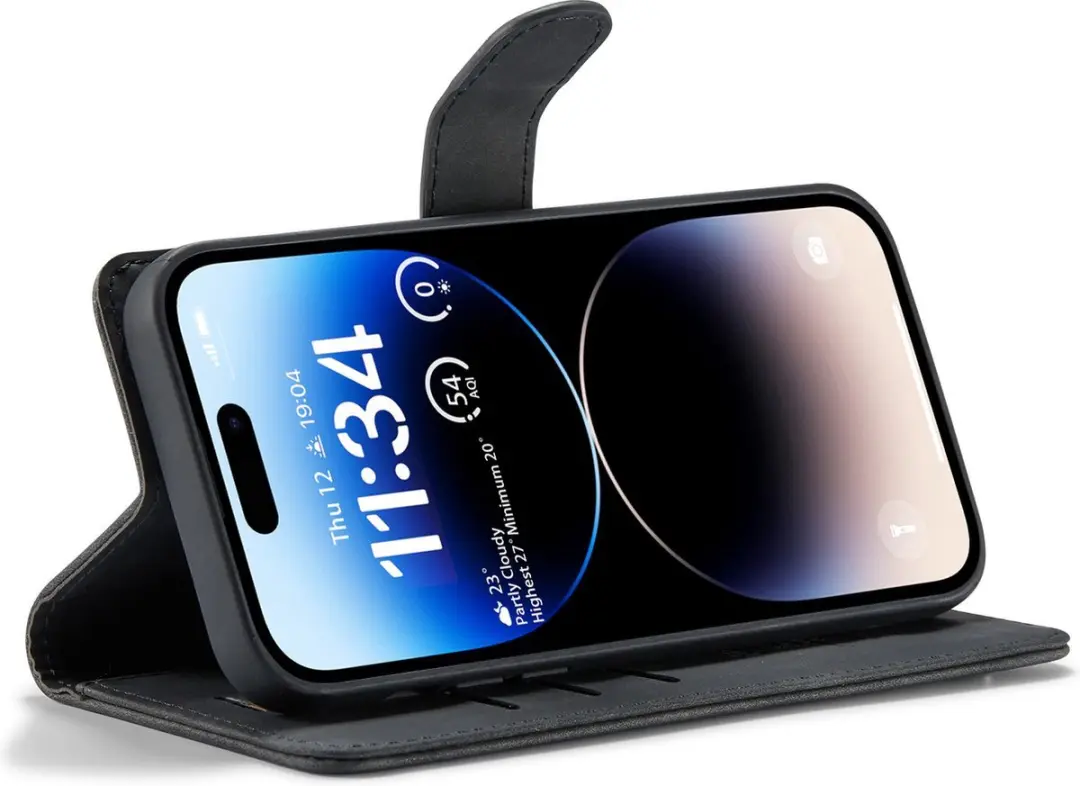 Caseme Bookcase Hoesje iPhone 15 Pro Max - 4 Pasjes - Zwart