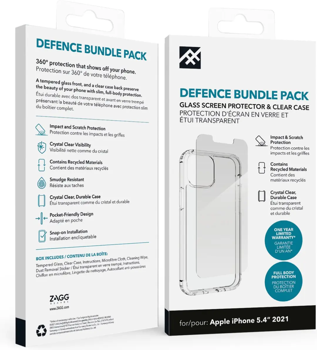 ZAGG Defence Bundle iPhone 13 Mini - Back Cover + Schermbeschermer