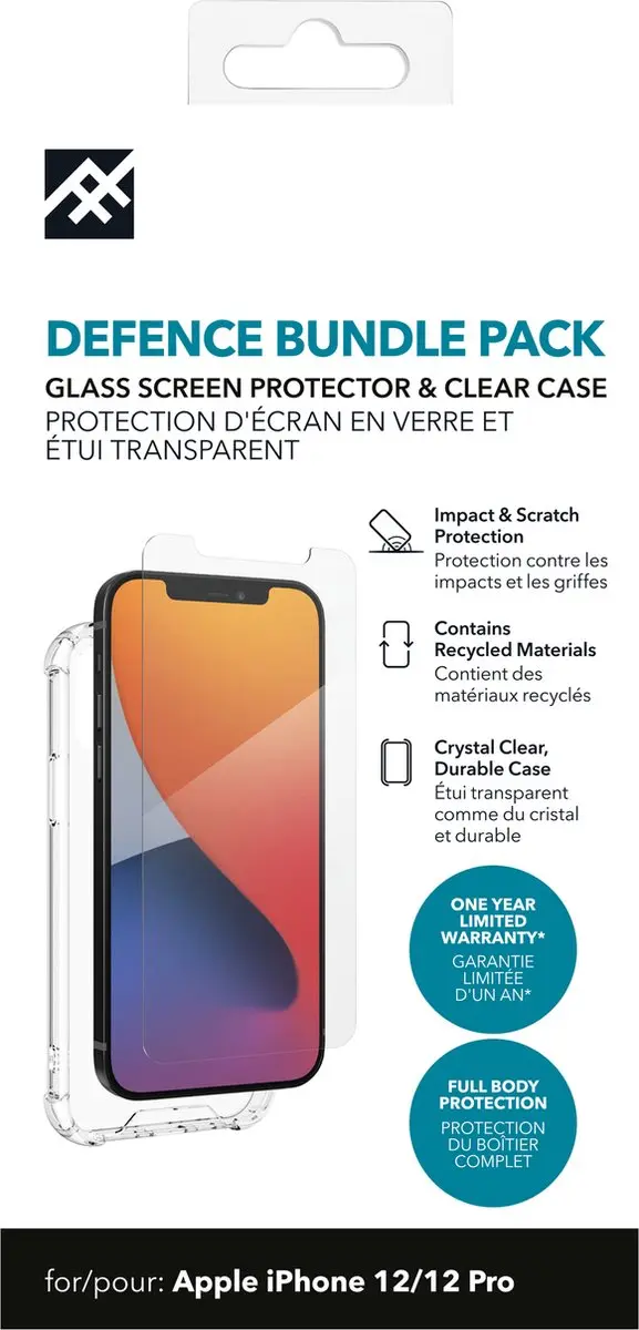 ZAGG Defence Bundle Back Cover + Schermbeschermer iPhone 12/12 Pro 6.1" - Clear