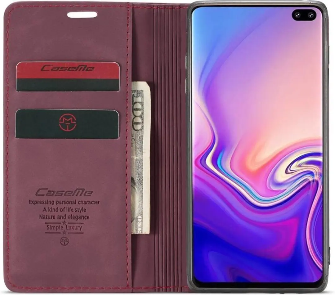 Caseme Book Case Samsung Galaxy S10+ Hoesje - Bordeaux