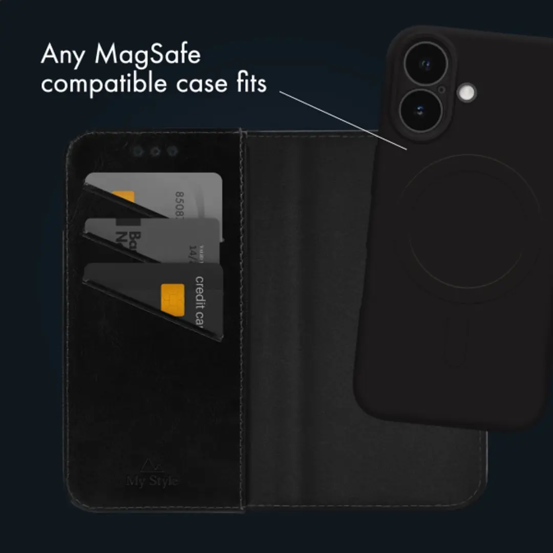 My Style Universal MagSafe Wallet - 3 Pasjes - Zwart