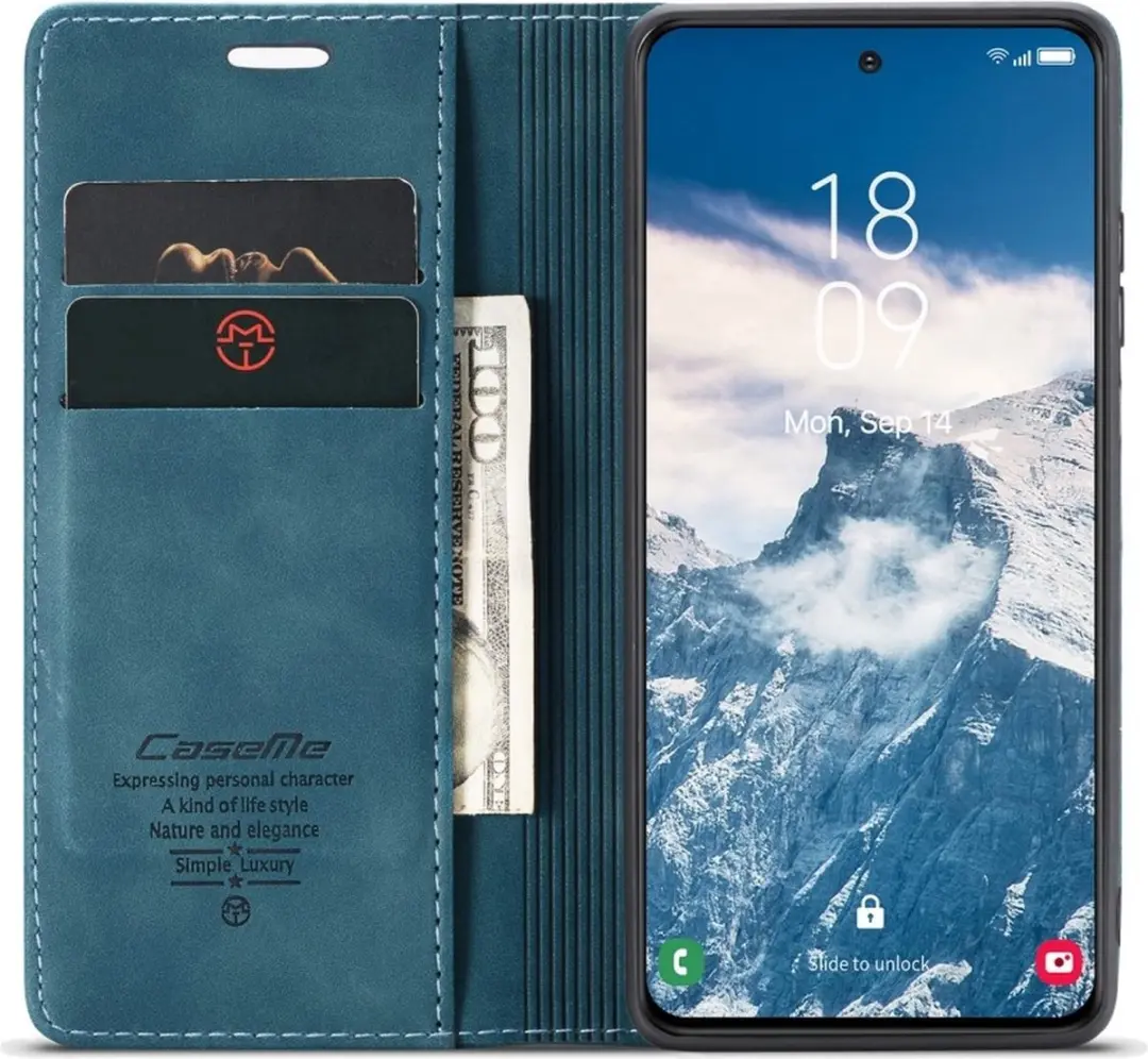 Caseme 013 Book Case Hoesje Samsung Galaxy S25 Plus - Blauw - afbeelding 6 van 6
