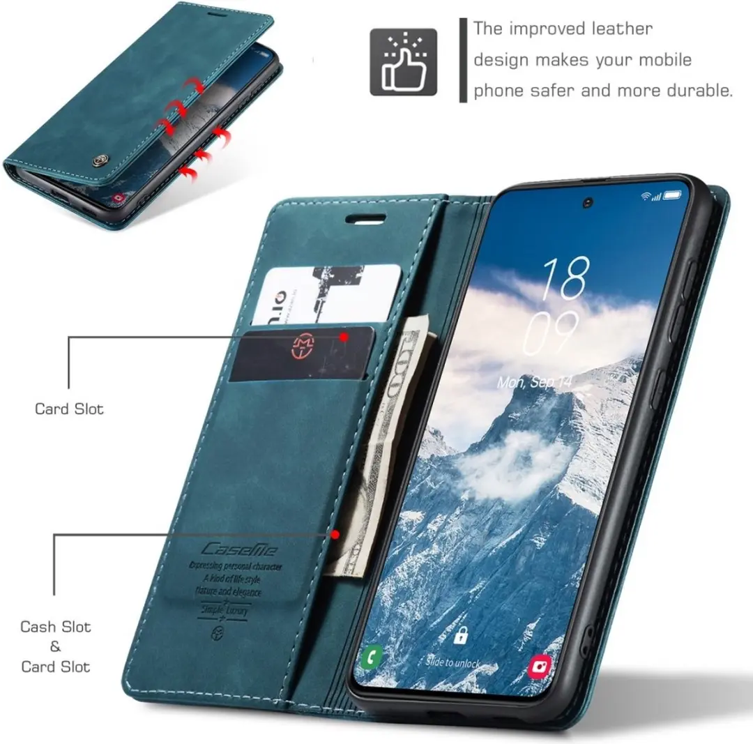 Caseme 013 Book Case Hoesje Samsung Galaxy S25 Plus - Blauw