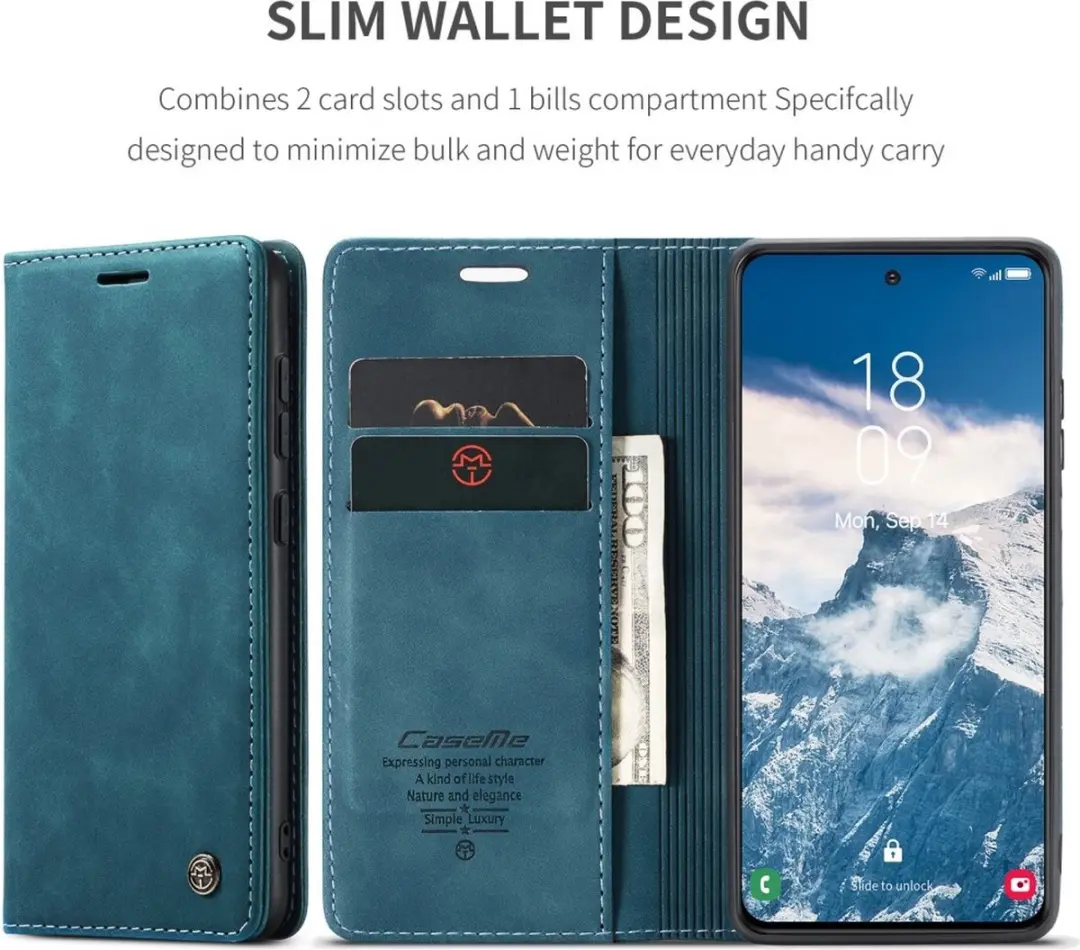 Caseme 013 Book Case Hoesje Samsung Galaxy S25 Plus - Blauw