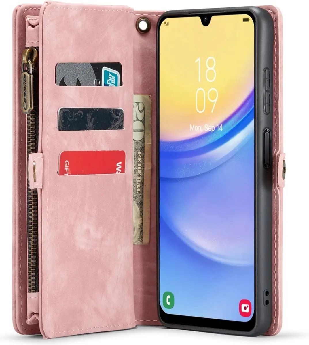 Caseme 008 Hoesje Samsung Galaxy A15 - Roze - 8 Pasjes