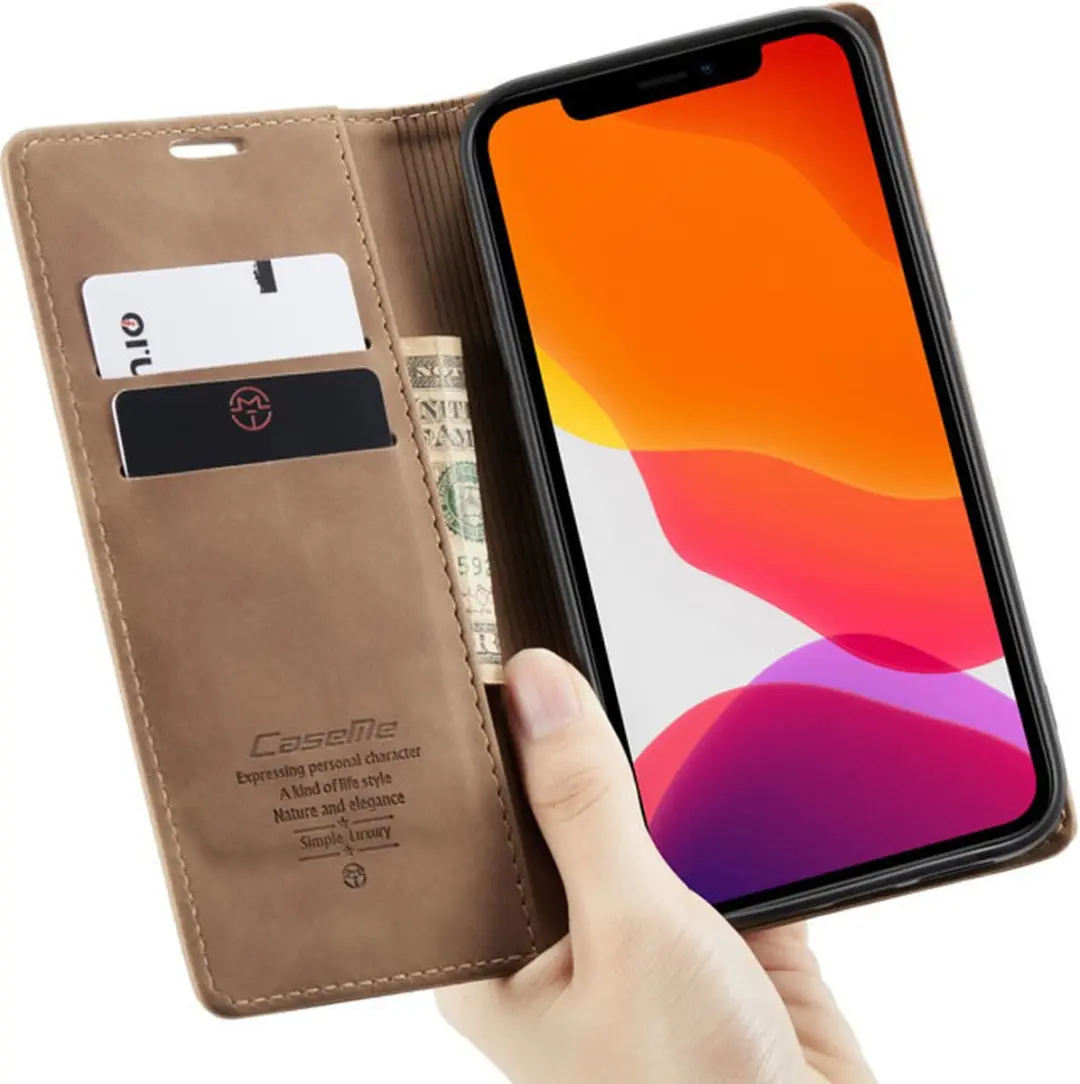 CaseMe iPhone 12 Pro Max Wallet Book Hoesje - Bruin - IP12PM-02
