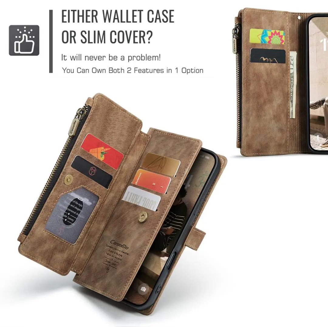 Caseme C30 Book Case iPhone 17 Hoesje - 10 Pasjes - Bruin