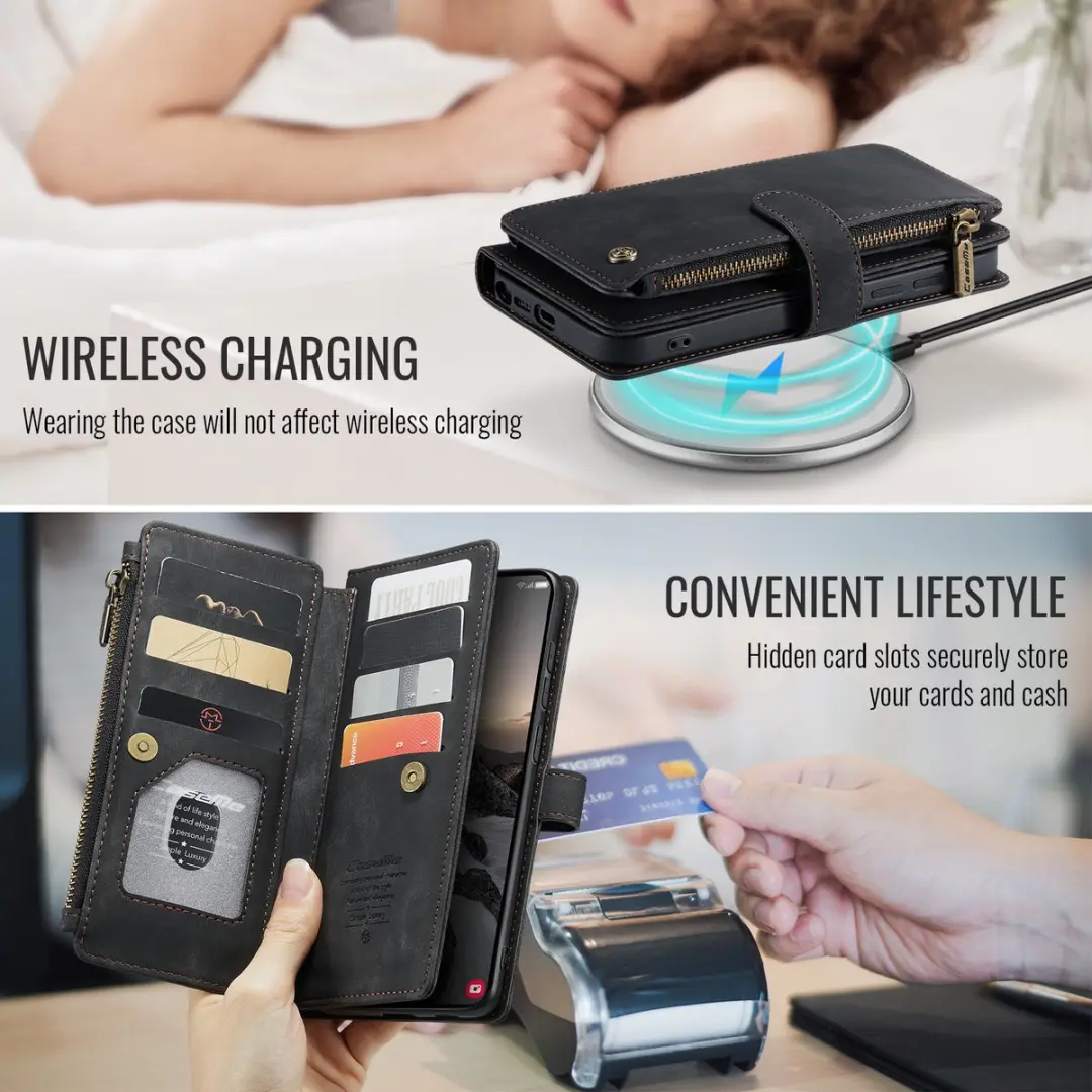Caseme Samsung Galaxy S26 Ultra PU Hoesje Portemonnee - 10 Pasjes - Zwart