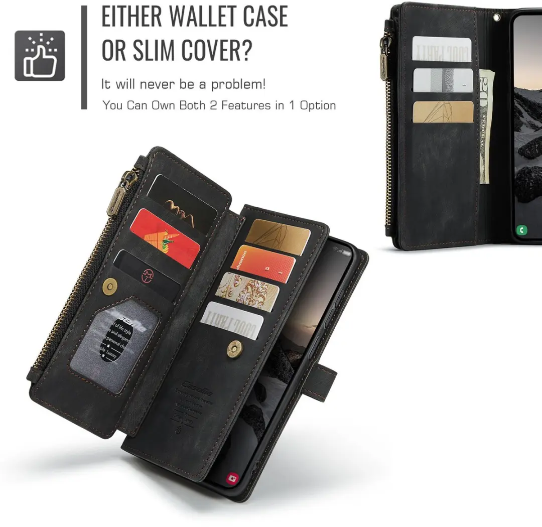 Caseme Samsung Galaxy S26 Ultra PU Hoesje Portemonnee - 10 Pasjes - Zwart - afbeelding 6 van 6